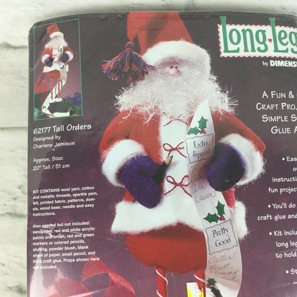 Dimensions Santa Long Legs Kit Tall Orders 20" tall Christmas Décor 62177 NOS - Picture 3 of 4